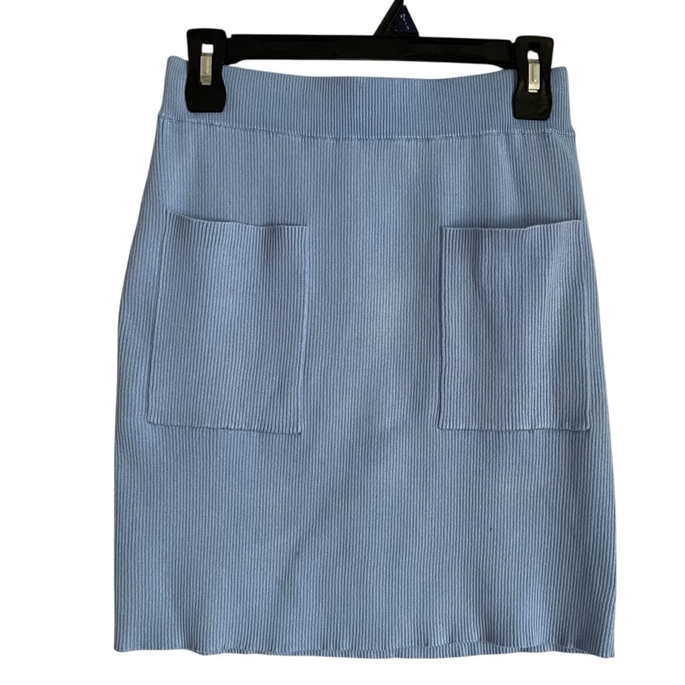 Akira Powder Blue Pocket Sweater Knit Mini Skirt Sz XL
